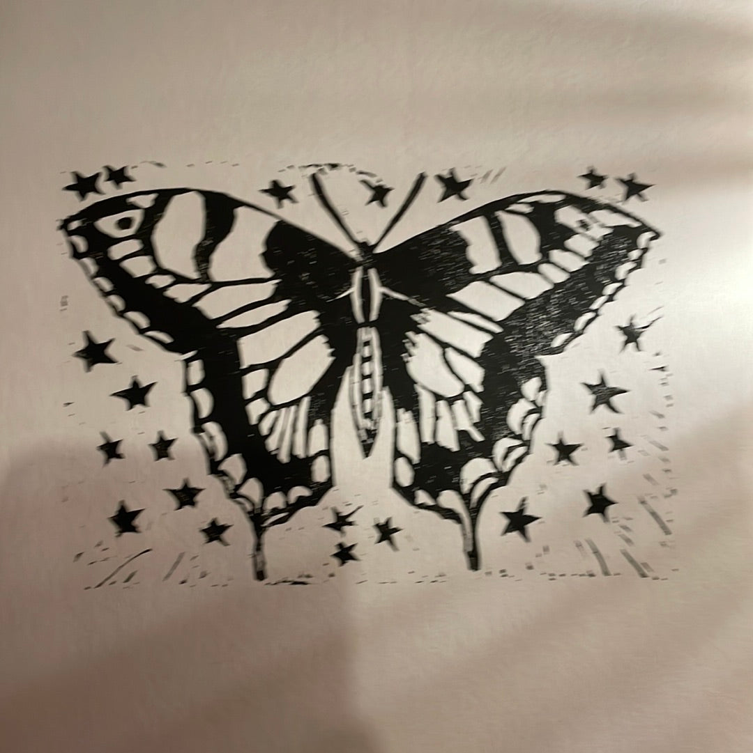 Linocut butterfly art print