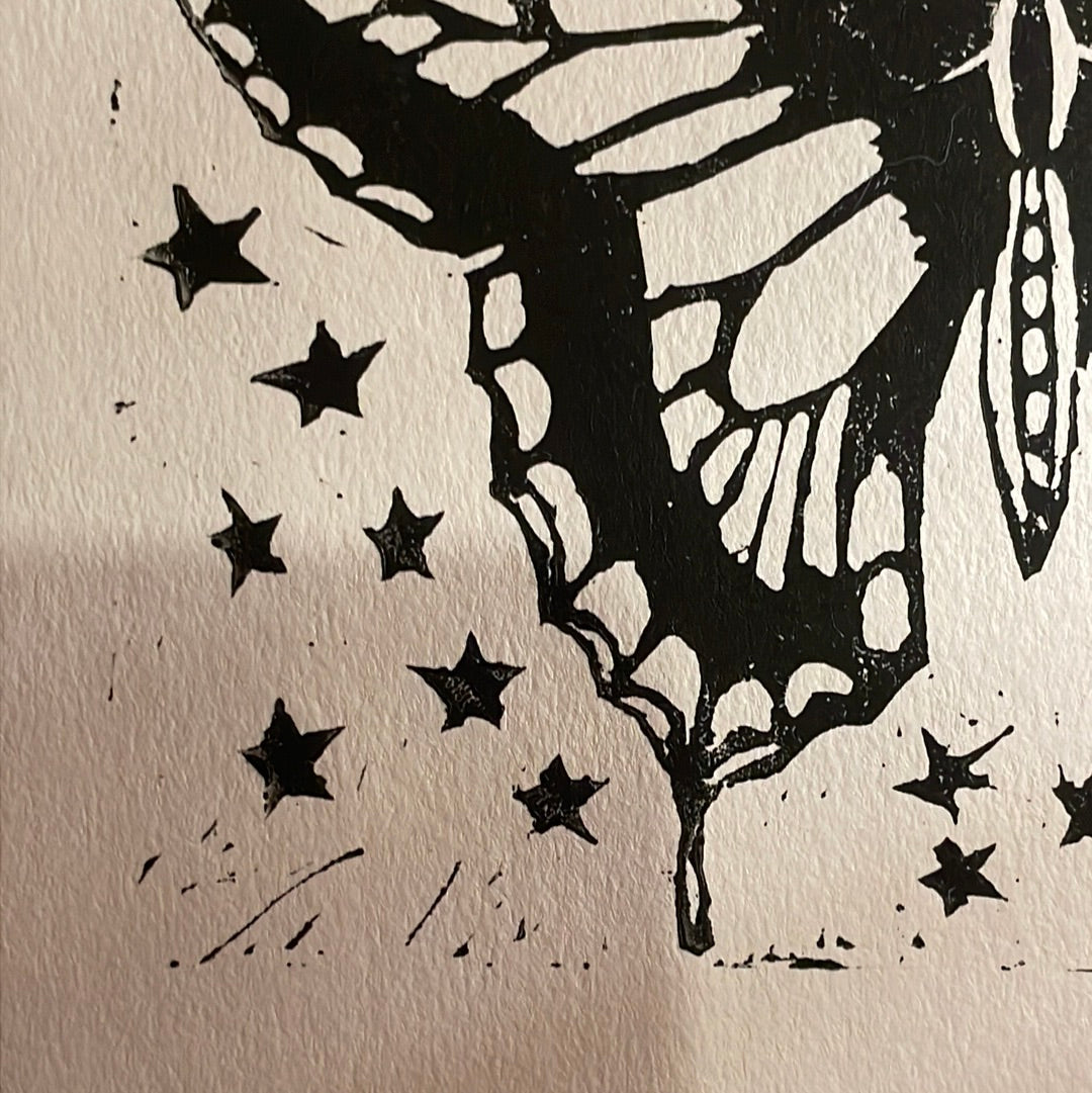 Linocut butterfly art print