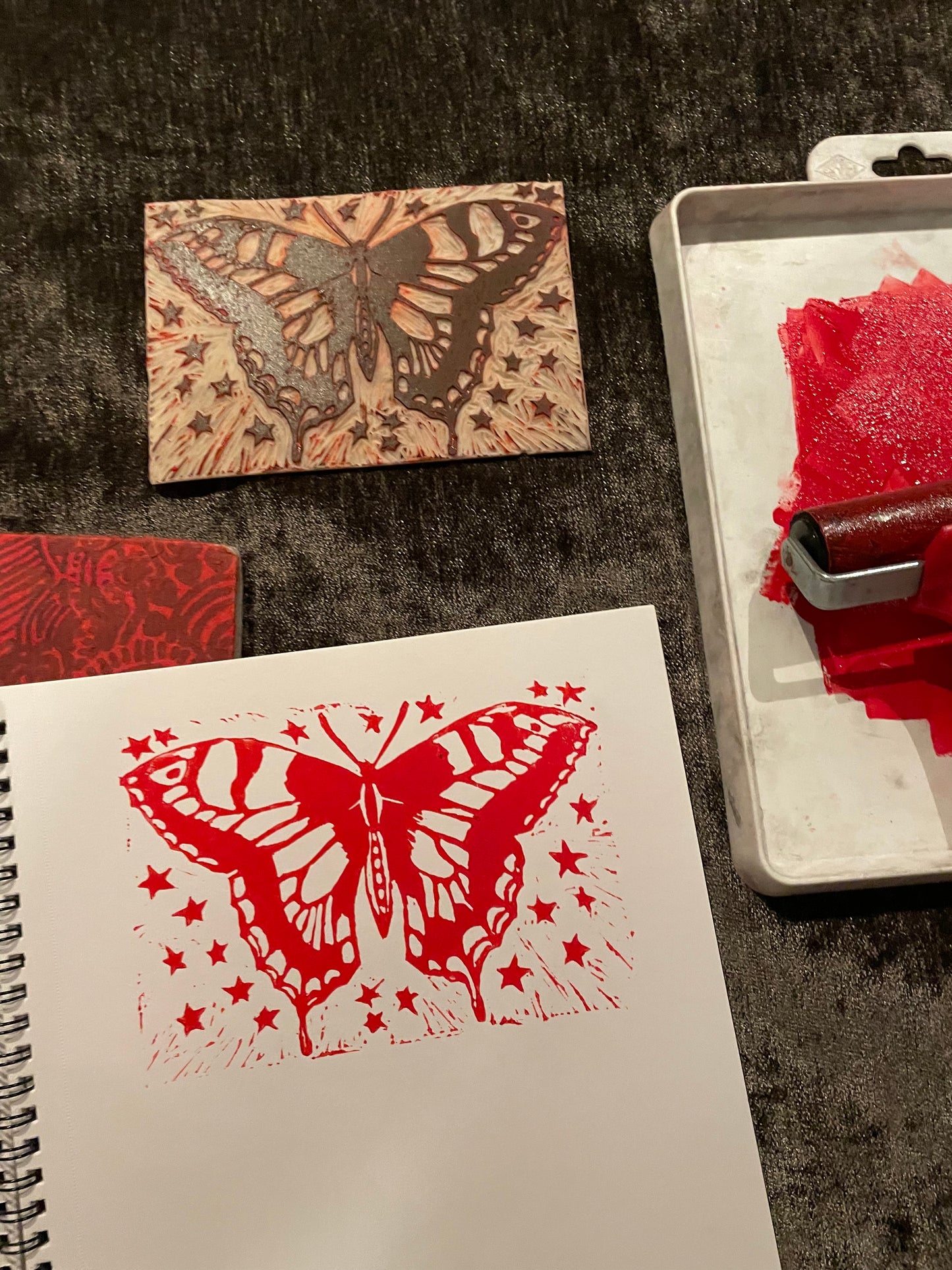 Linocut butterfly art print