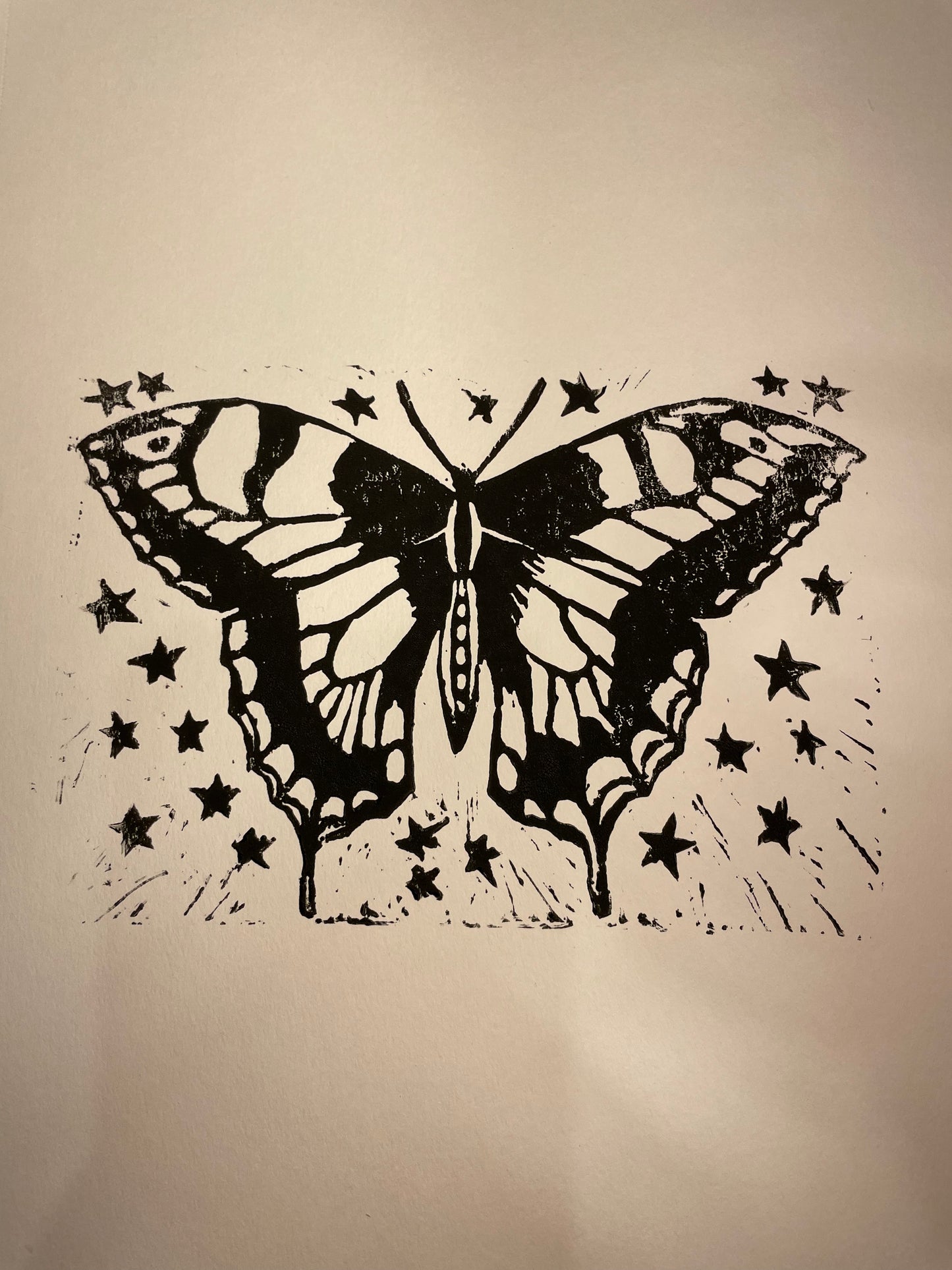 Linocut butterfly art print
