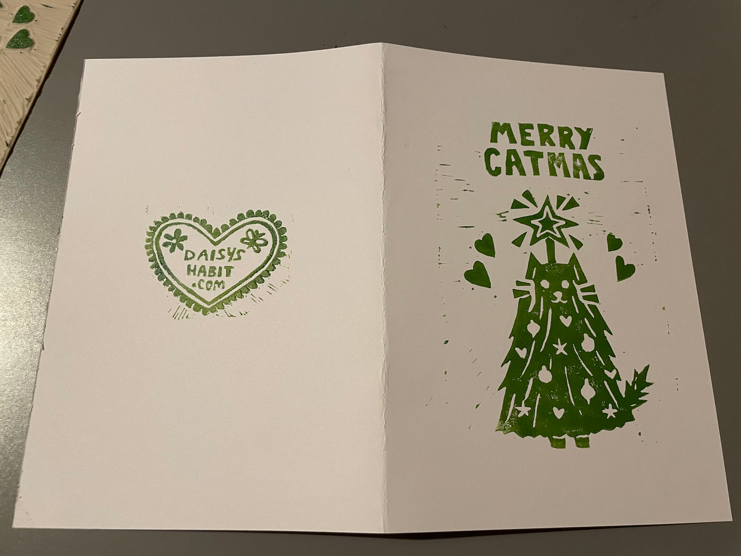 Merry catmas christmas card little cat tree with stars