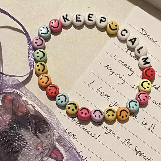 positive affirmation happy face bead bracelets