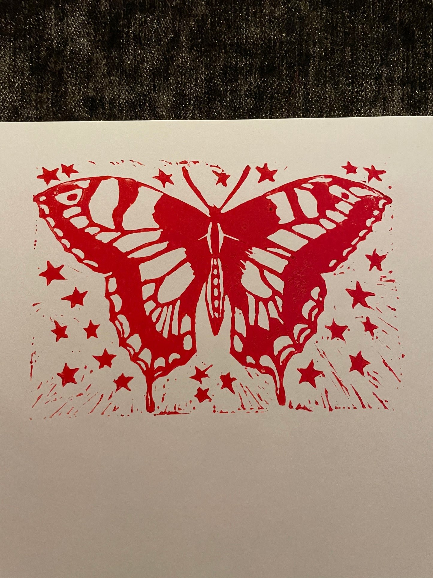 Linocut butterfly art print