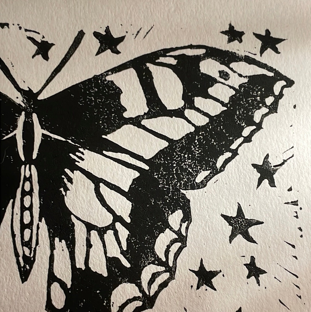 Linocut butterfly art print
