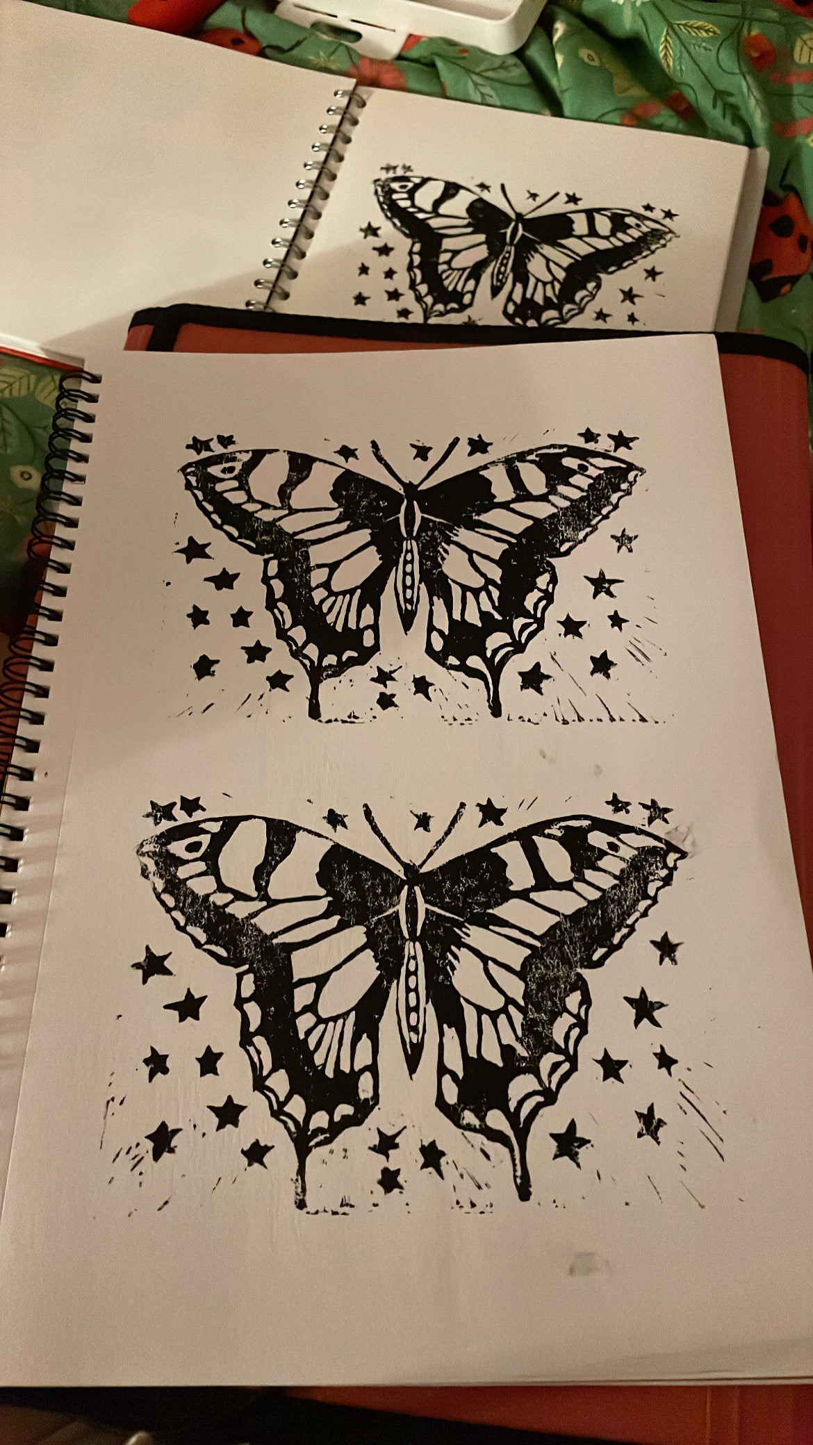Linocut butterfly art print