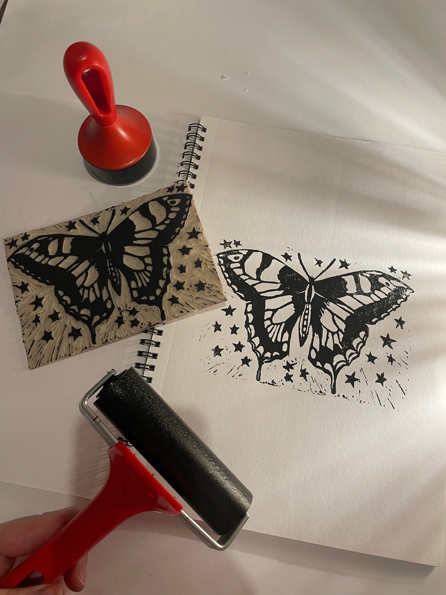 Linocut butterfly art print